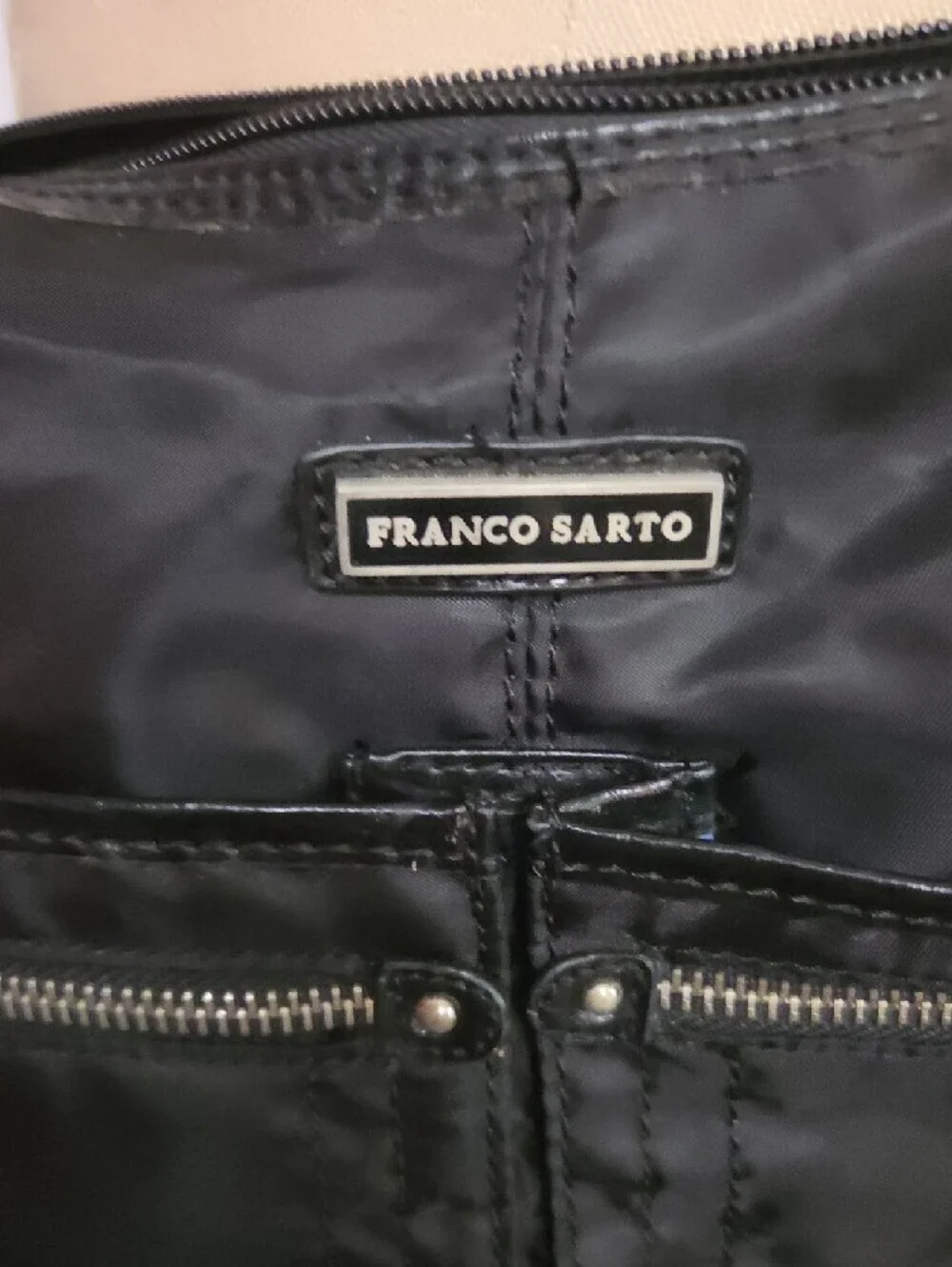 Franco Sarto Black Nylon Crossbody with Silver Hardware